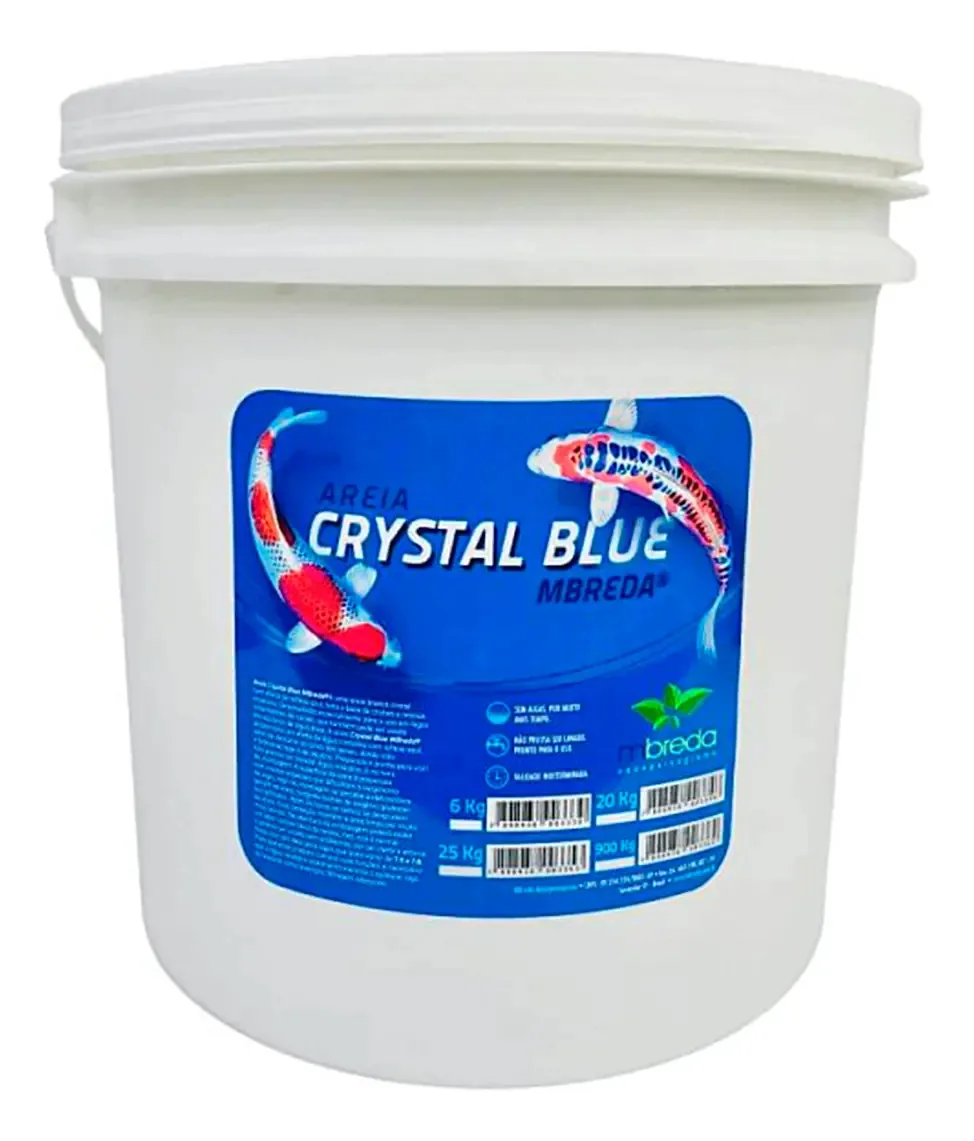 Areia Crystal Blue Sand Balde 25kg Azul Claro Para Aquarios