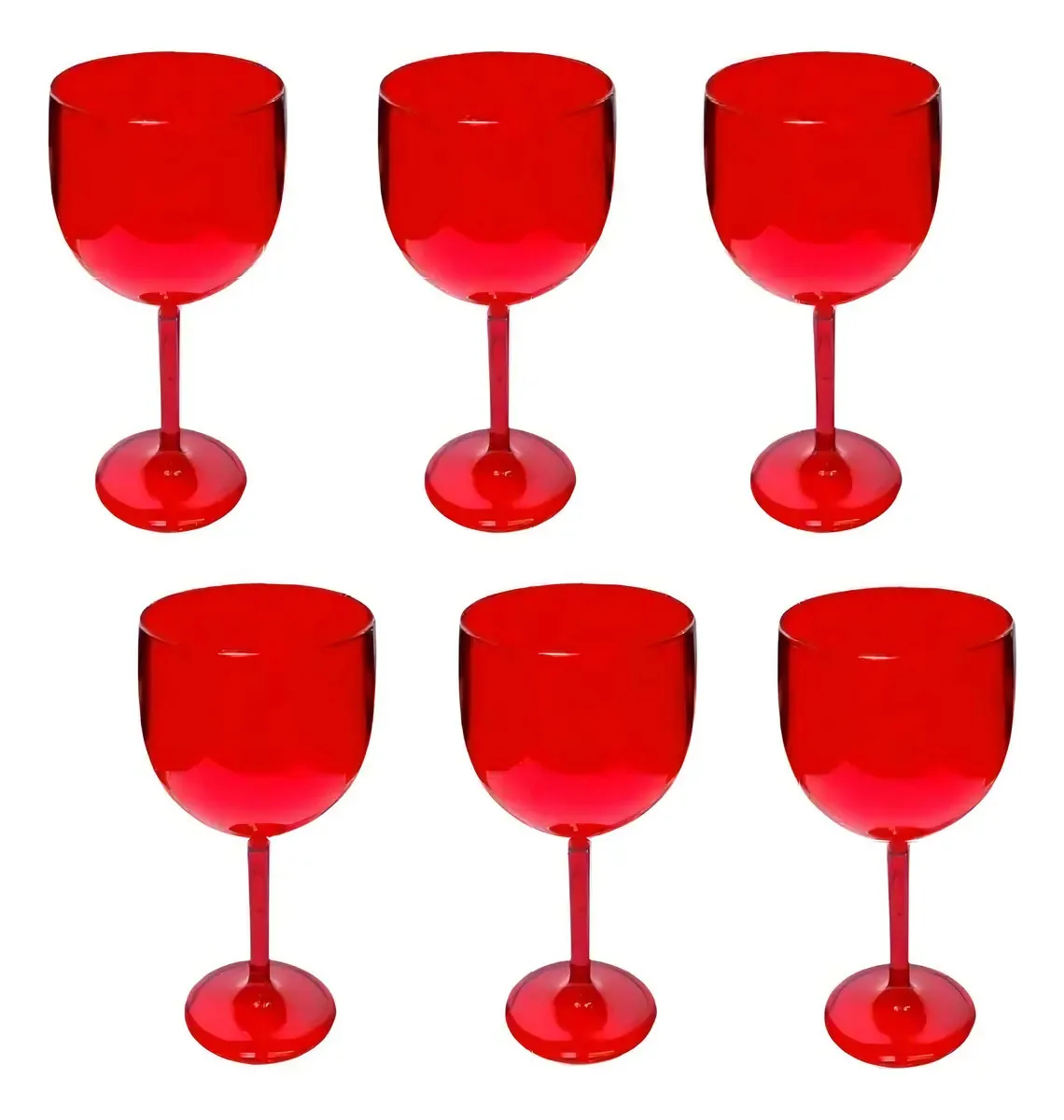 Jogo 6 Taças Gin De Acrilico Cristal Vermelho