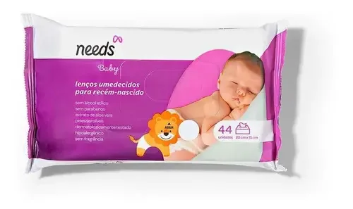 Lenços Umedecidos Needs Recém-Nascido C/ Aloe Vera 44 Unid Hipoalergênico