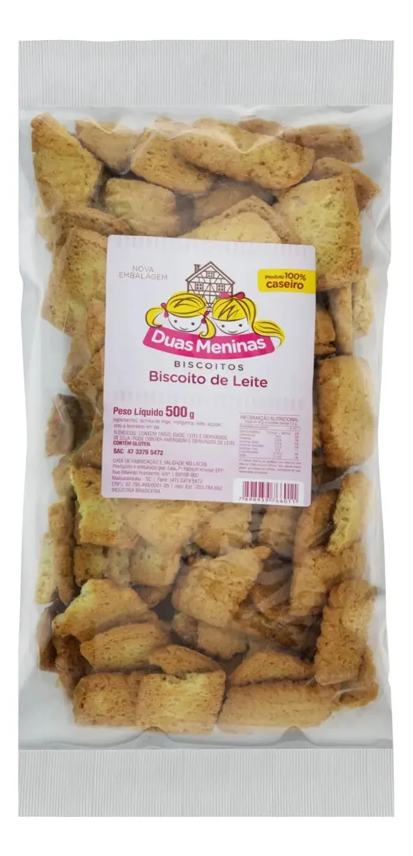 Biscoito Caseiro Leite Duas Meninas Pacote 500g
