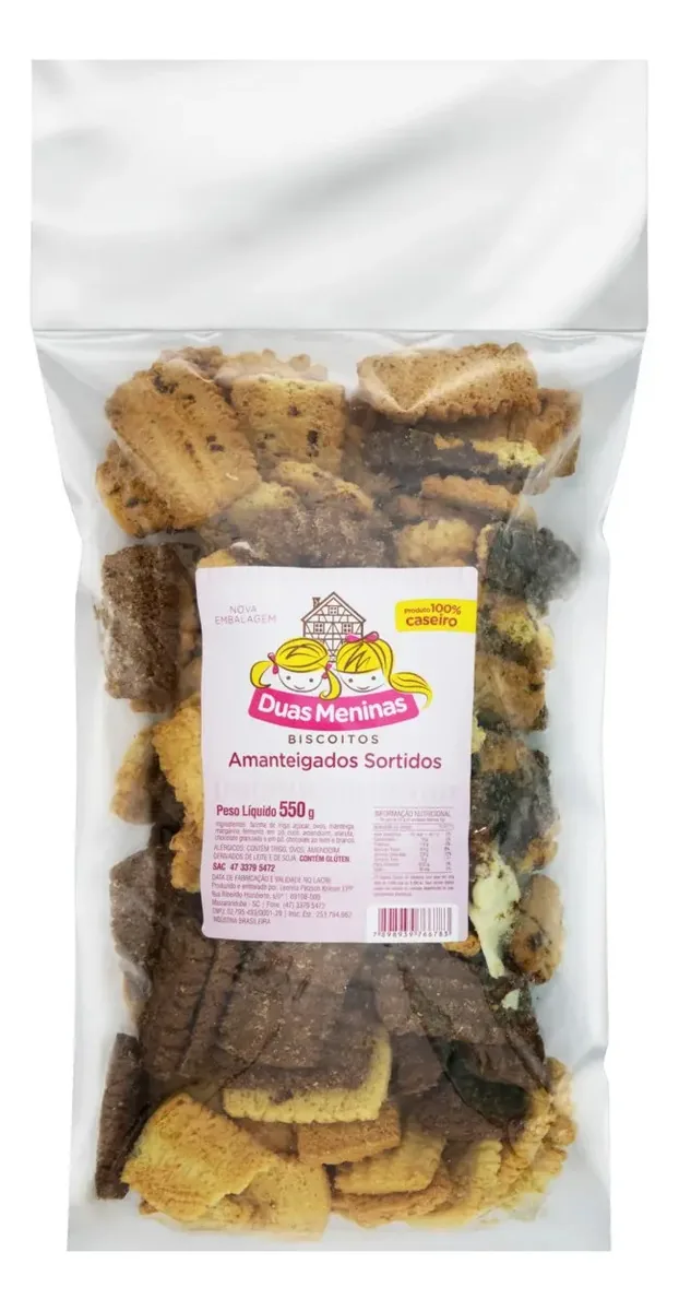 Biscoito Sortido Caseiro Amanteigado Duas Meninas Pacote 280g