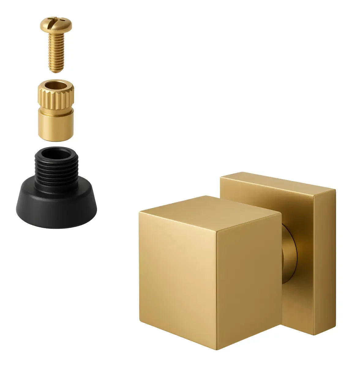 Acabamento Quadrado Metal Dourado + Adaptador Reg Docol Acabamento Fosco