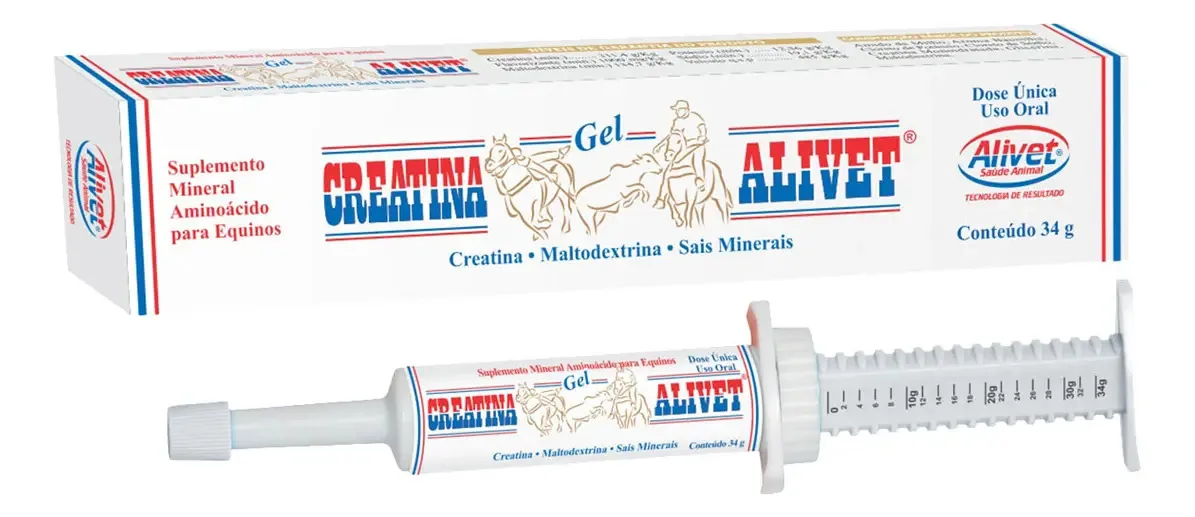 Suplemento Creatina Gel para Cavalos Alivet de 34g