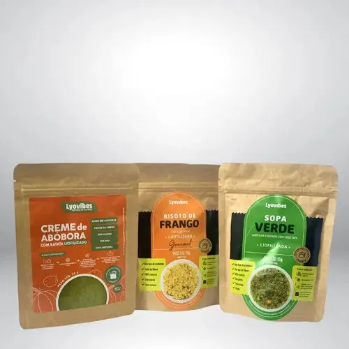 Sopa Verde, Risoto Frango, Creme Abóbora - Lyovibes