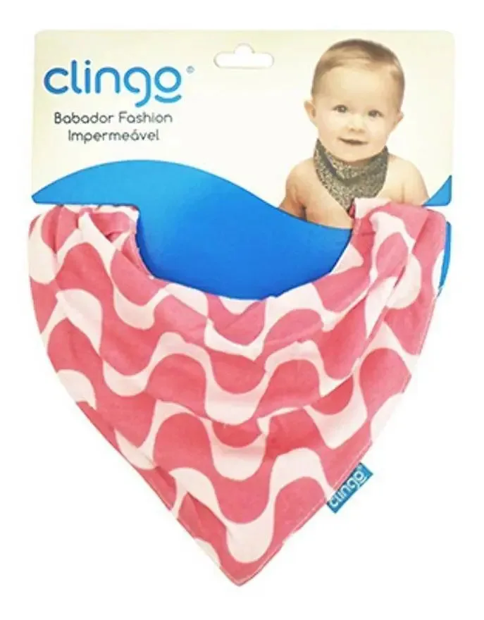 Babador Bandana Impermeavel Triangulos Rosa - Clingo