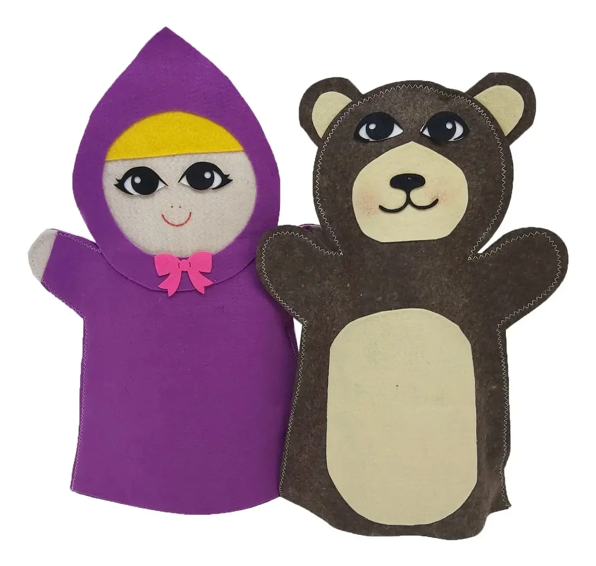 Fantoche - Feltro - Menina E O Urso - Kits E Gifts