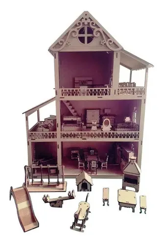 Casinha de Boneca Kits e Gifts Polly Lol 60 Cm MDF Com Móveis