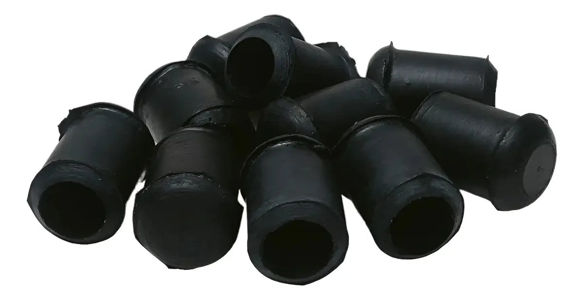 Ponteira Redonda Borracha Antiderrapante 13mm 32un Preta