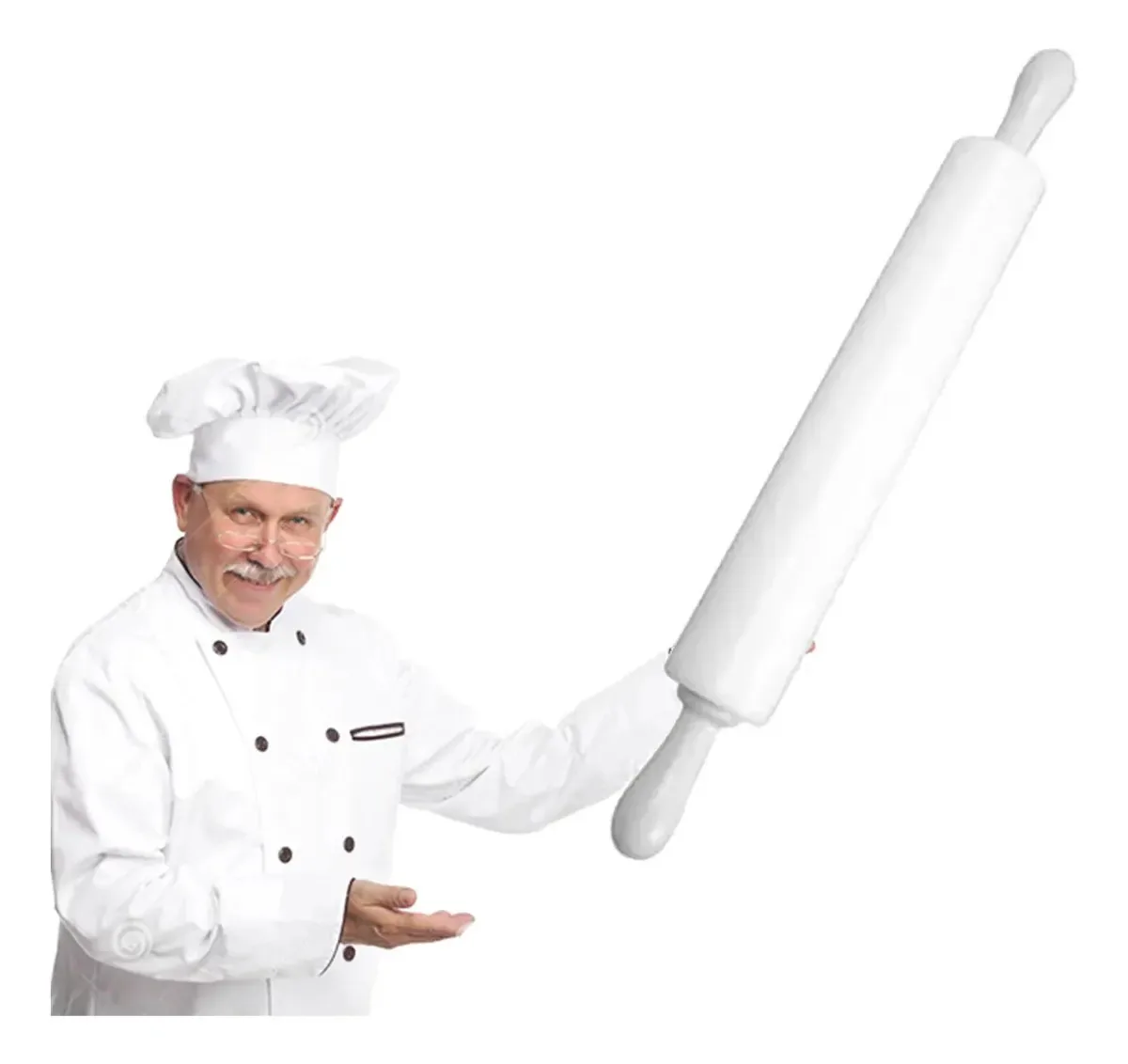 Rolo para Massas Pizzas Rolo pesado Pau Macarrão 20cm Giratório Maciço Planeta