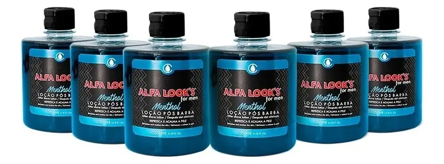 Loção Pós Barba Barba Alfa Look's Menthol 350ml Pacote 6 Uni
