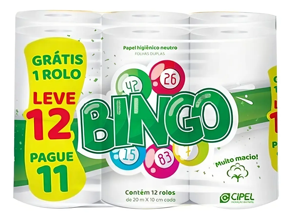 Papel Higiênico Pingo Papel Folha Dupla, 20 m