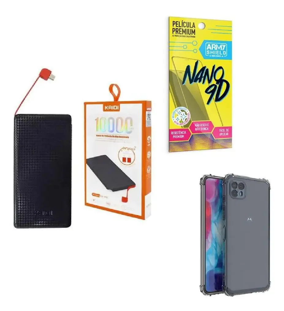 Kit Power Bank 10.000mah + Capa Motorola G505g + Película 9d