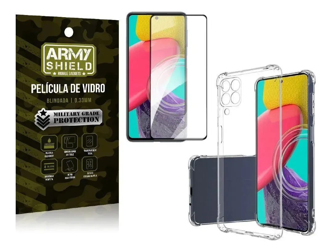 Kit Proteção Total Samsung M53 5g Com Capa E Película 3d