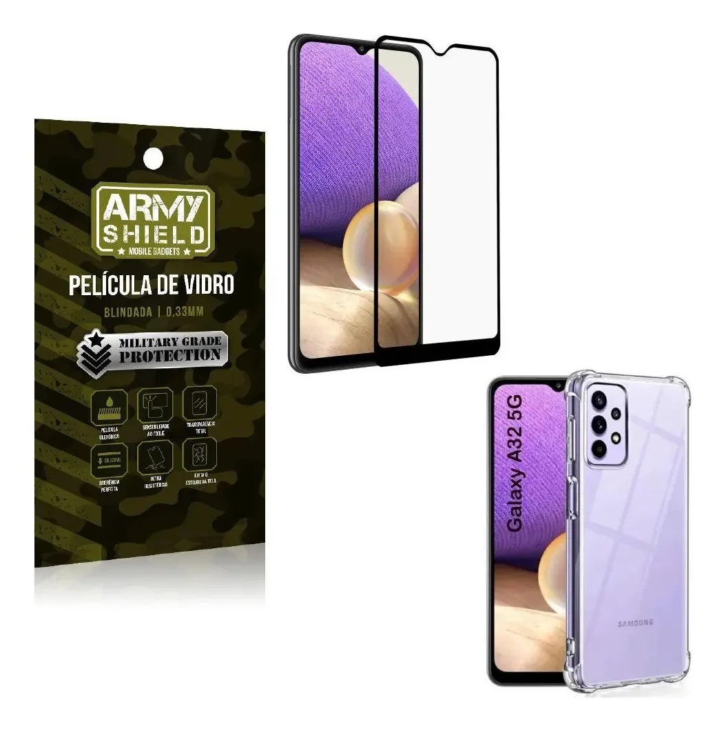 Kit Proteção Total Samsung A32 5g Com Capa E Película 3d