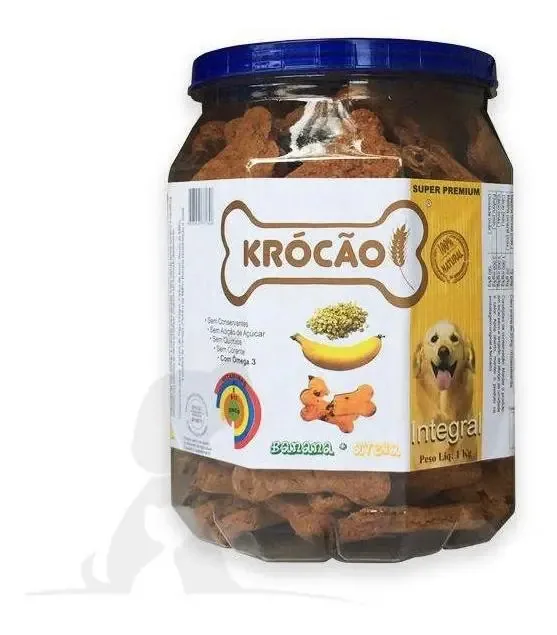 Biscoito Integral Banana Aveia Krócão Para Cães 1kg