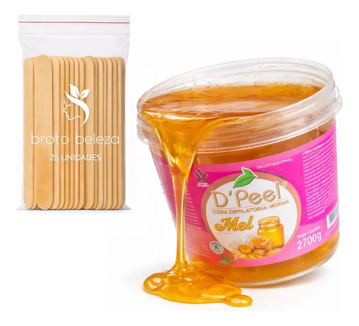 Cera Depilacao Hidrossolúvel Morna Vegana Mel Dpeel 2,700kg Corporal e Intima