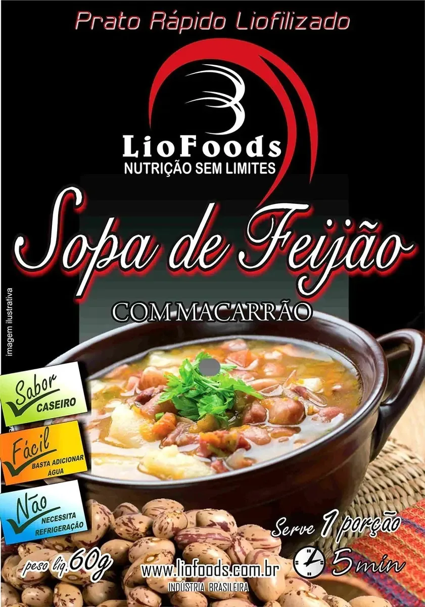 Refeição Sopa De Feijão Com Macarrão Liofoods