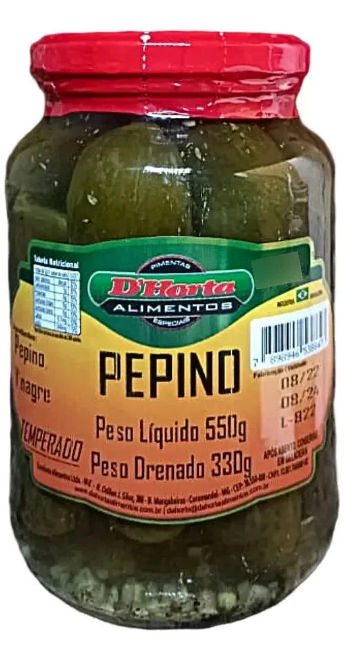 Pepino Em Conserva Temperado D'horta 550g