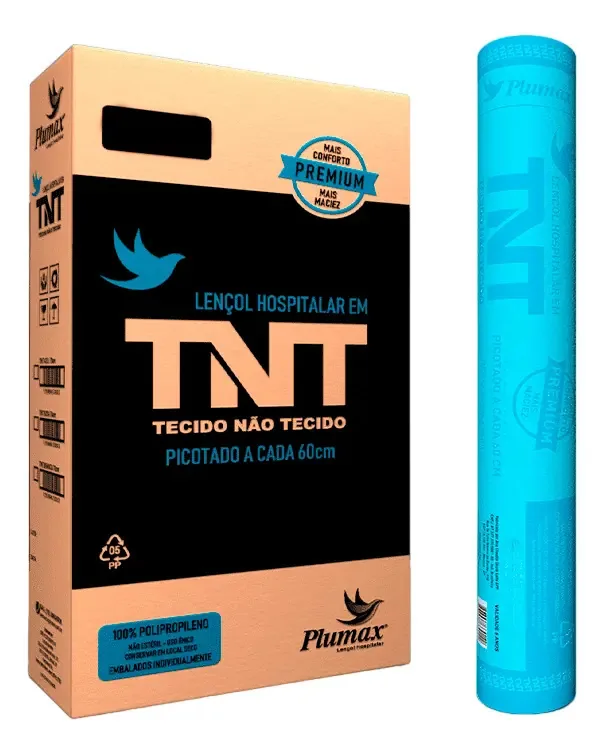 Lençol Maca Hospital Descartável Plumax Tnt Azul 70x50 5un