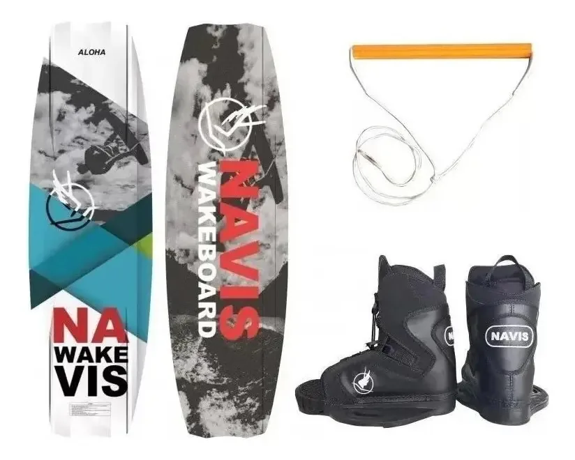 Kit Completo Wakeboard Navis Prancha Aloha 137 Botas Manete