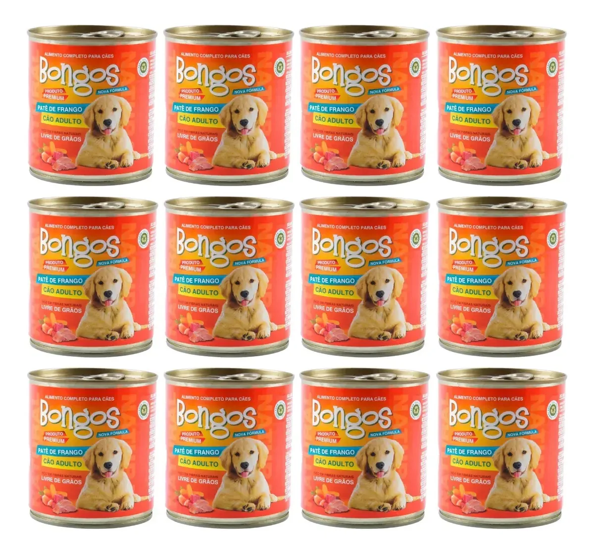 Bongos Ração Úmida Cães Adultos Sabor Frango Saúde Oral 12 Unidades