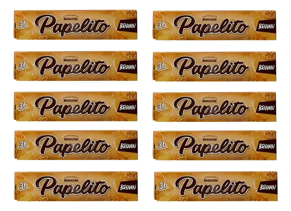 Kit 10 Pacotes De Papeis Papelito Brown King Size 360 Sedas