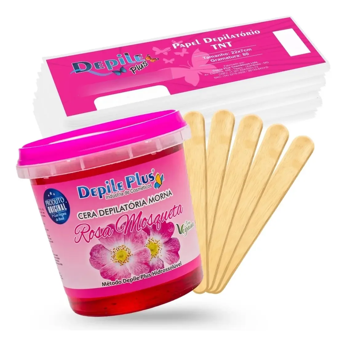 Cera Depilatoria 600g + Espátula Larga + Papel Depilatorio