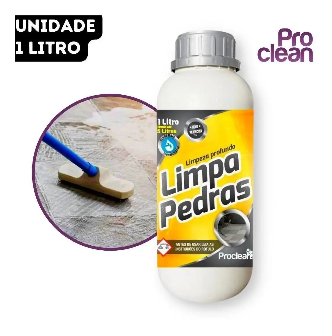 Limpa pedras líquido limpeza pisos Proclean 1L una unidade