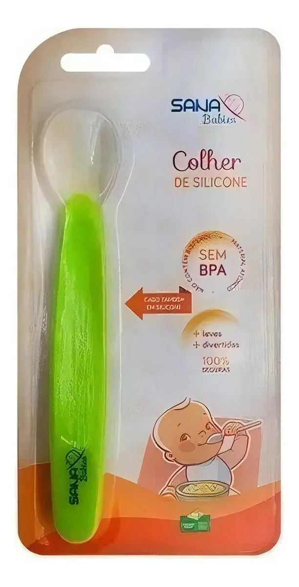 Colher De Silicone Infantil Verde Sana Babies 9360