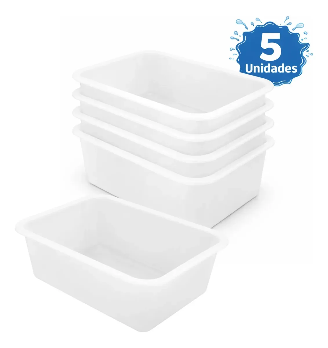 Kit 5 Bandejas 5 Litros Para Restaurante Cozinha Branco