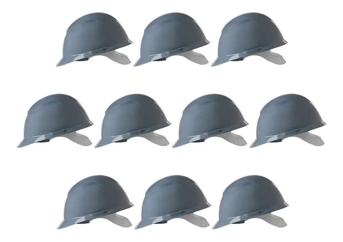 Kit 10 Capacetes De Segurança Avant Engenheiro Obra Camper Cor Cinza