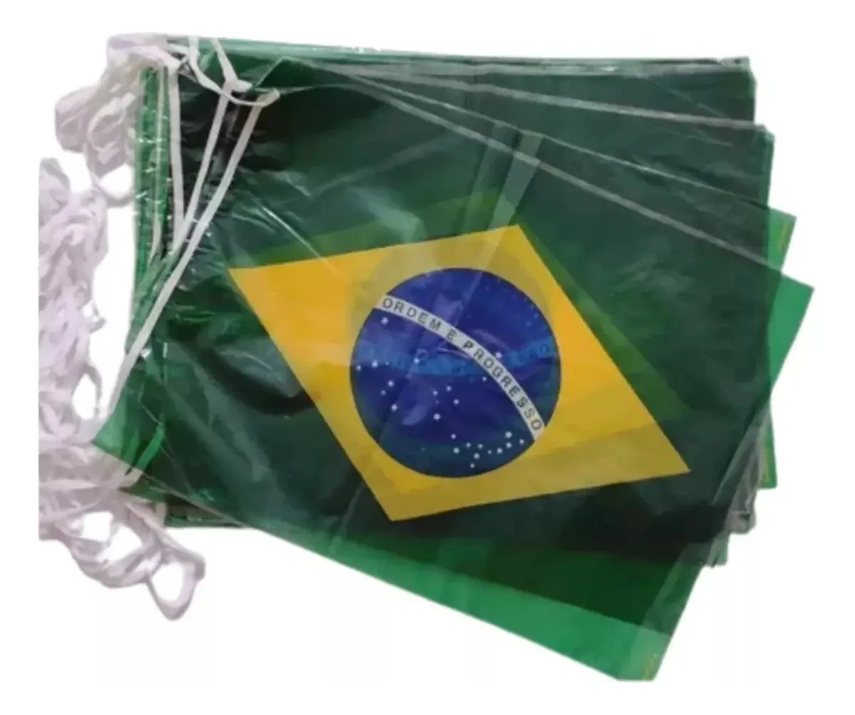 Bandeirola Brasil Grande 10m 40x28cm