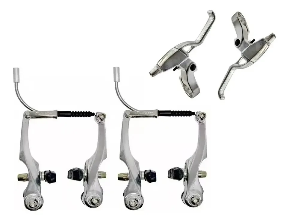 Freios V-brake Alumínio + Maçanetas Logan Para Bicicletas