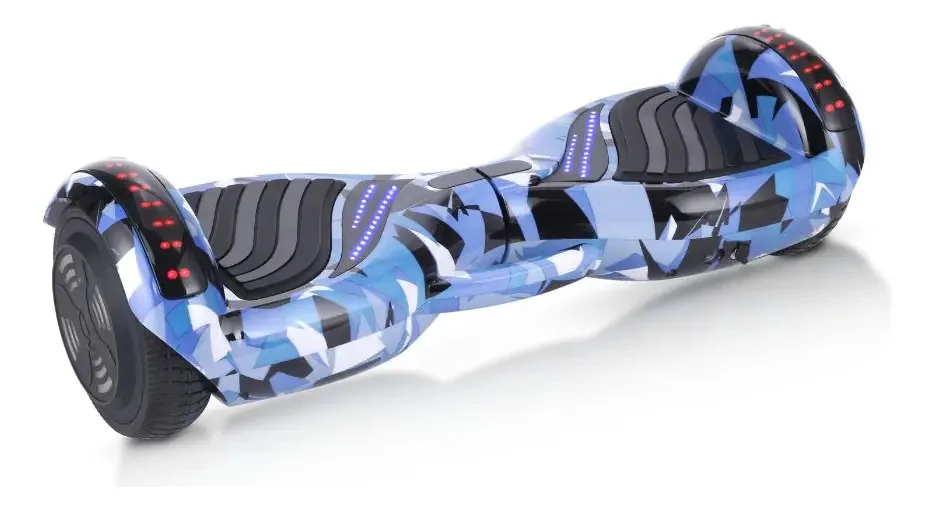 Hoverboard D43 Azul Camuflado Skate Elétrico 6.5 Até 100kg