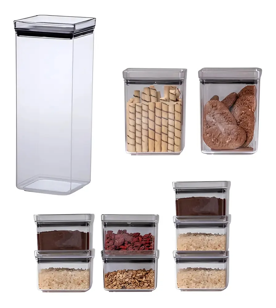 Pote Hermético Plástico Transparente Paramount Kit 10 Organização Alimentos