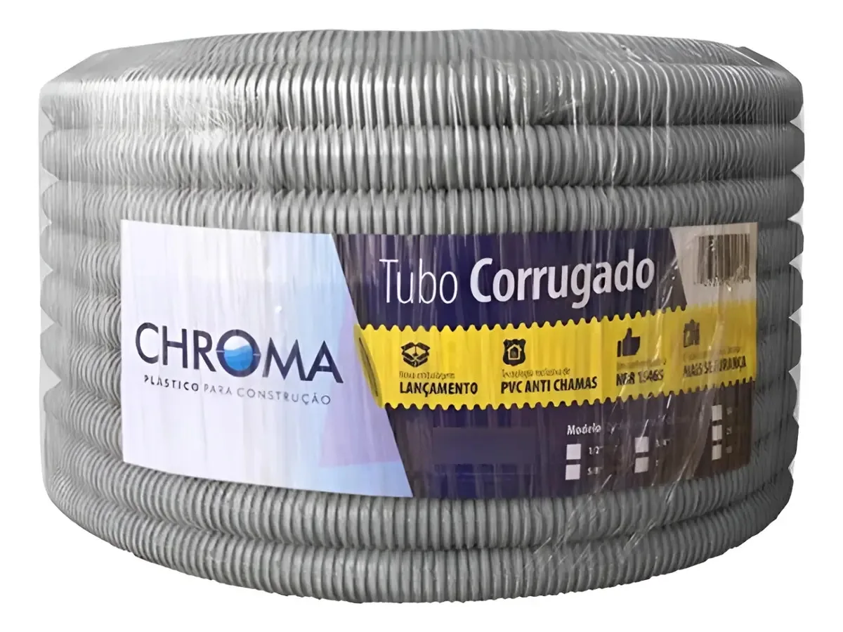 Tubo Corrugado de PVC Cinza 50 m para Jardinagem Chroma