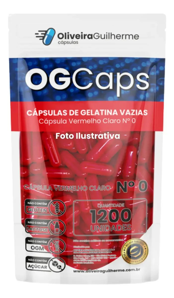 1.200 Cápsulas Vazias De Gelatina - Vermelho Claro N° 0