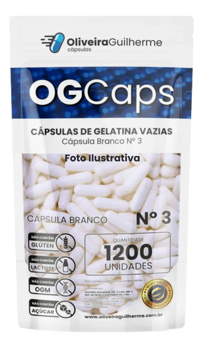 1.200 Cápsulas Vazias De Gelatina - Branco N° 3 Para Manipualção