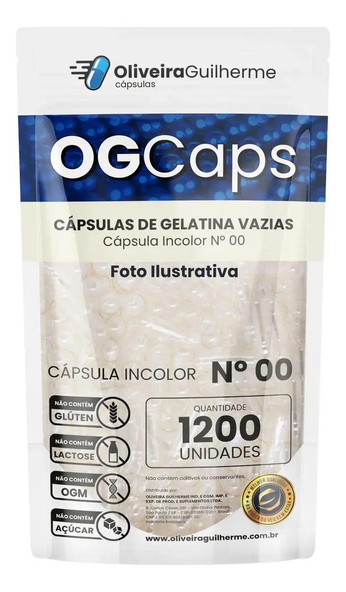 Cápsulas Vazias De Gelatina 1.200 - Incolor N° 00