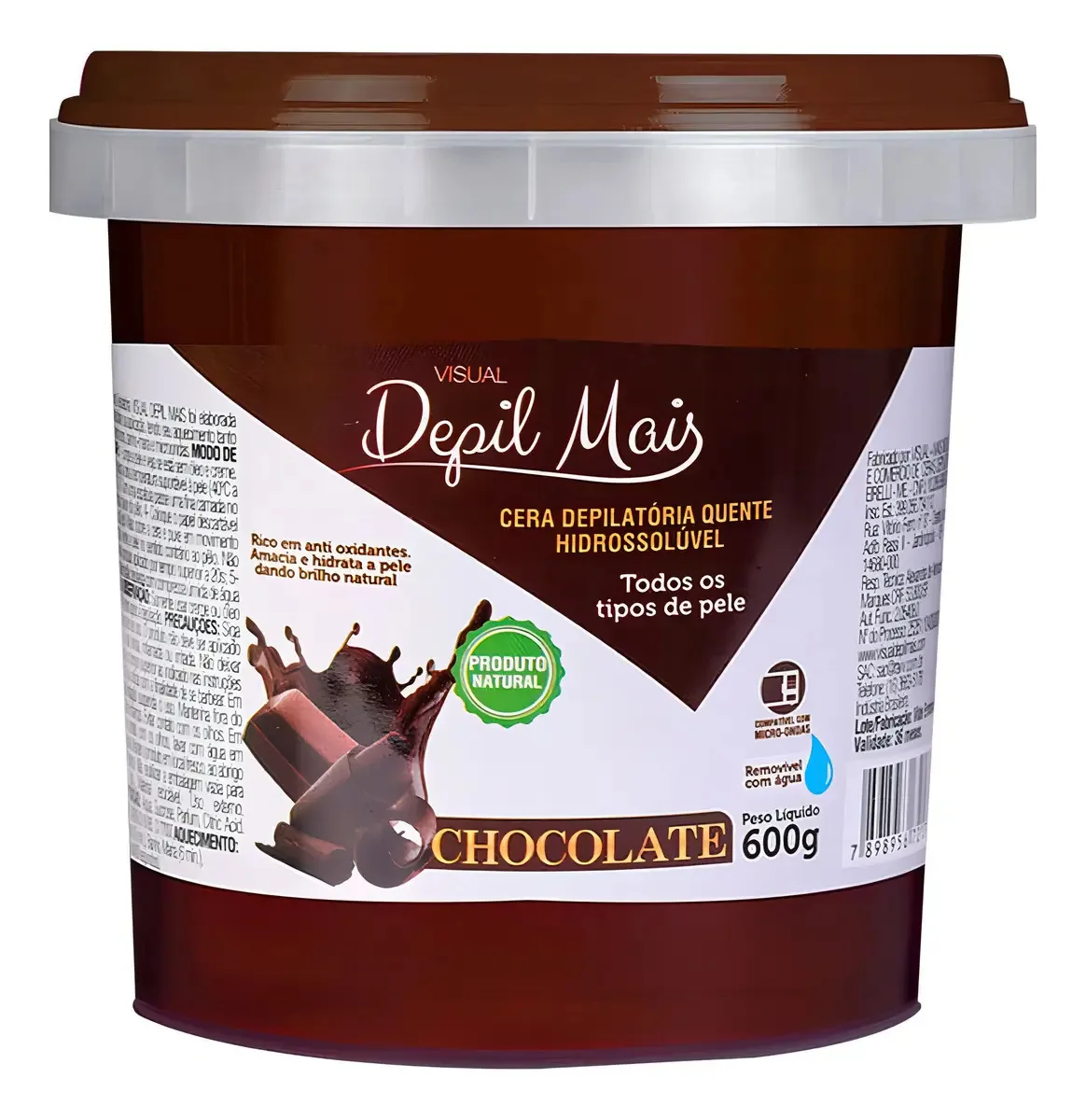 Cera Depilatoria Quente Visual Depil Mais 600g Chocolate