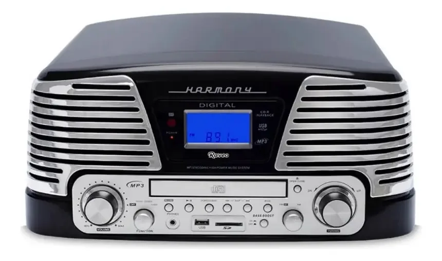 Toca Discos Raveo Harmony Vintage Anos 50 Preto Bluetooth U 110v/220v (bivolt)