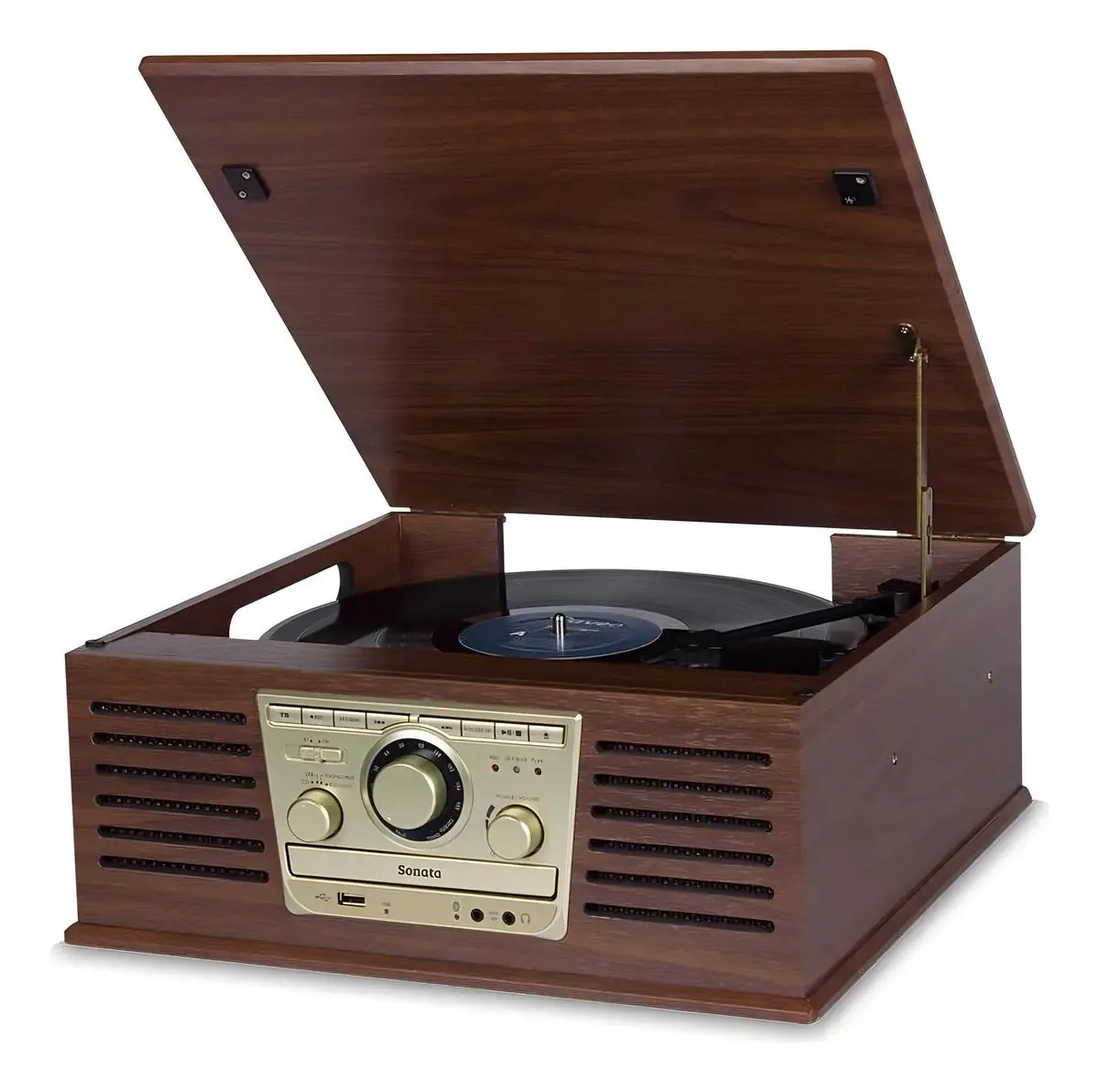 Toca Discos Vitrola Ctx Sonata Bt Lp Cd Mp3 Usb Bluet Bivolt Cor Marrom
