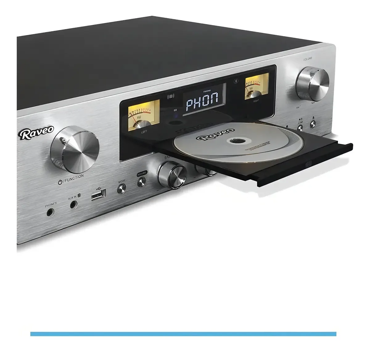 Vitrola Raveo Concert One Toca Discos Rádio Usb Cd Bluetooth Cor Preto/Prata Bivolt