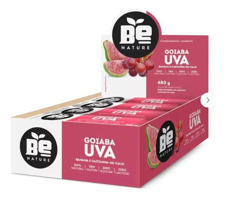 Be Nature Barra Fruta Goiaba Uva 16x30g