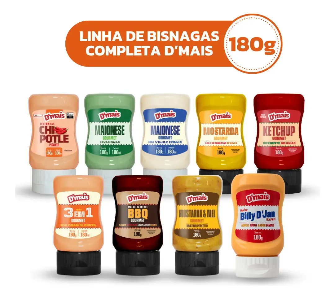 Combo Linha Completa De Molhos 180g - Dmais 9 Unidades