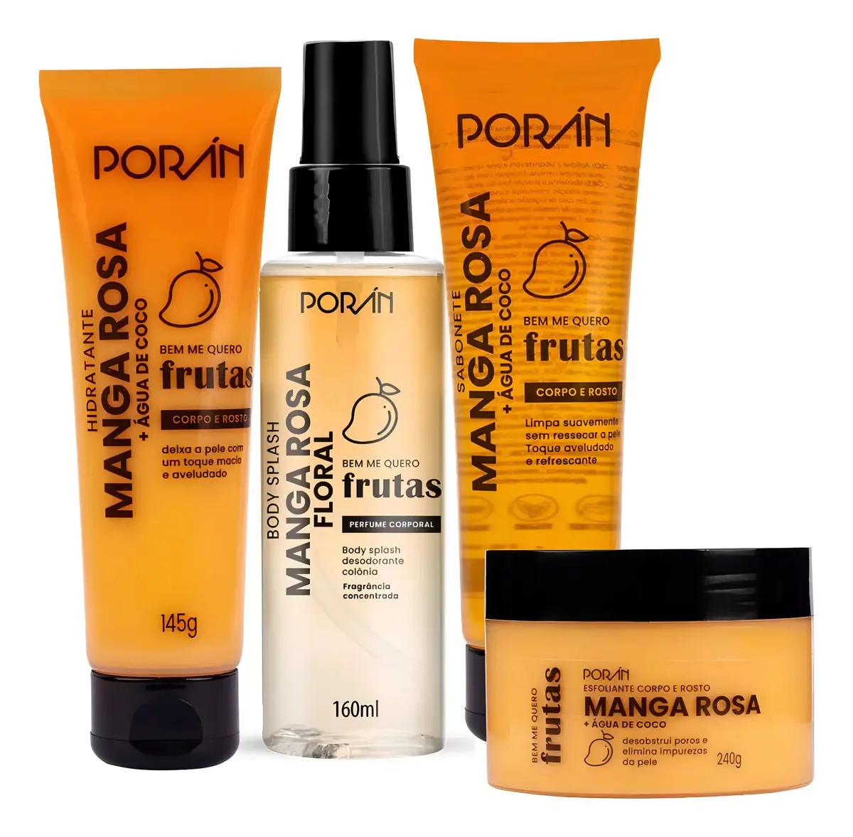 Kit Cuidados Com Rosto E Corpo Manga Rosa 4 Itens Poran
