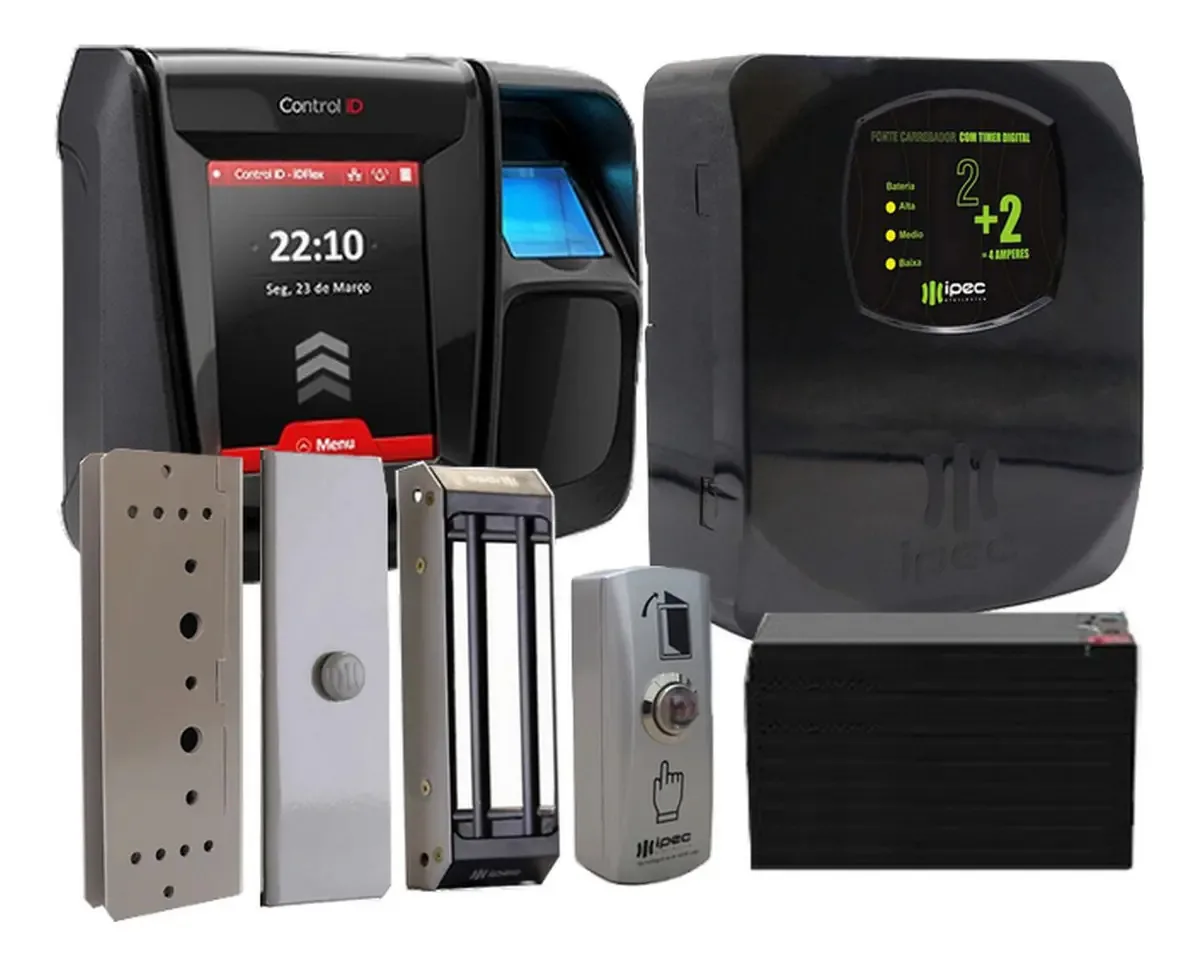 Kit Controle de Acesso Biometrico Control ID IDFLEX PRO Cinza com Fechadura M150