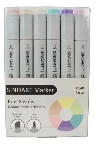 Marcador Artistico Ponta Dupla Tons Pastéis Sinoart Marker