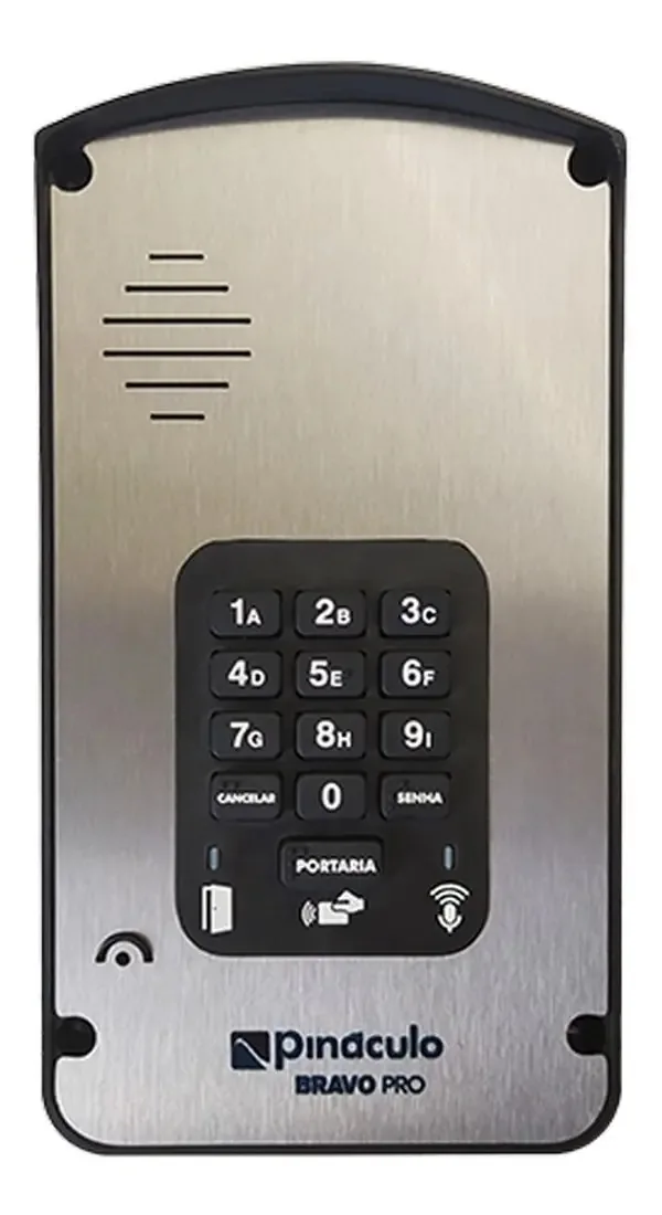 Porteiro Eletrônico Pinaculo Bravo Pro Gsm/3G Preto c/ Controle Acesso