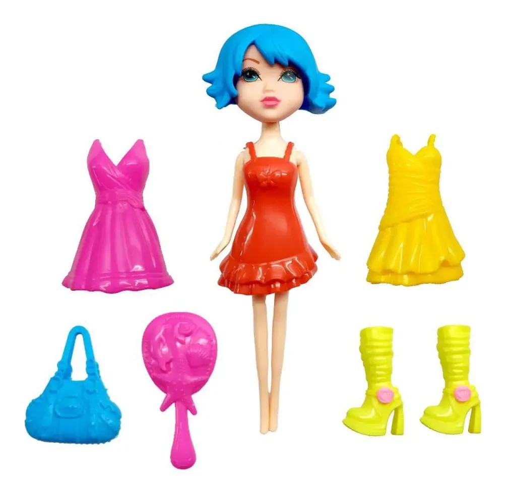 Boneca Fashion Girl Com Vestido Unun